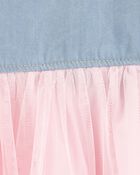 Bébé Robe chemise en denim à jupe en tulle, image 3 sur 4 diapositives
