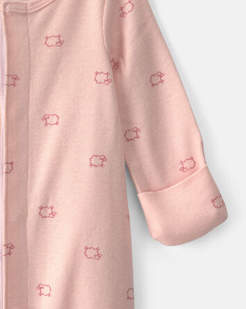 B&eacute;b&eacute; fille - Robe de nuit manches longues en coton - Rose, 