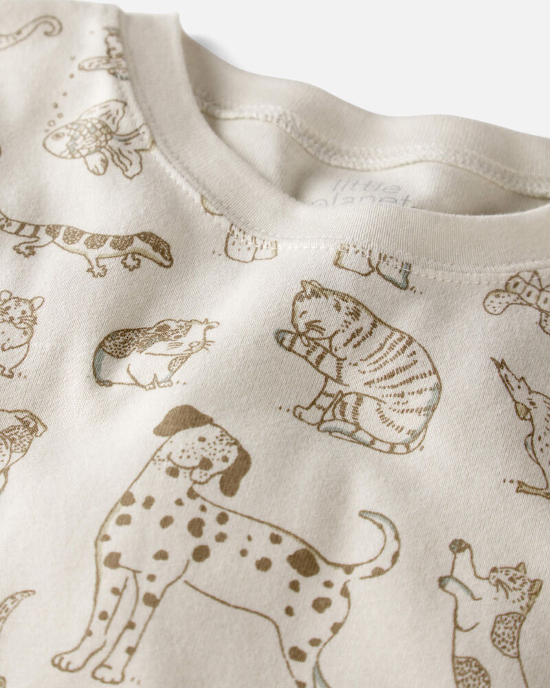 Jeune - Pyjama 2 pièces en coton biologique à animal de compagnie, image 2 sur 4 diapositives