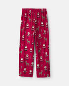 Adult Brown Santa Christmas Fleece Loose Fit Pyjama Bottoms - Red, image 3 of 4 slides