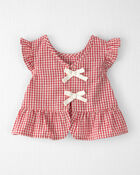 B&eacute;b&eacute; fille - Ensemble 3 pi&egrave;ces en coton biologique, guingan, image 2 sur 4 diapositives