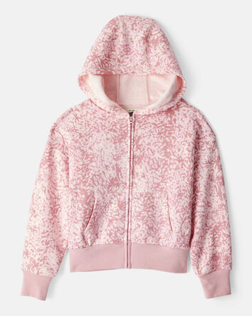 Filles - Blouson fleuri à capuchon et fermeture à glissière - Rose, 
