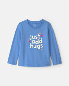 Toute-petit fille - T-shirt manches longues &agrave; imprim&eacute; &laquo;Just Add Hugs&raquo; &ndash; Bleu marine, image 1 sur 2 diapositives
