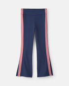 Girls Pull-On Stretch Active Flare Leggings - Navy Blue/Pink, image 1 of 5 slides