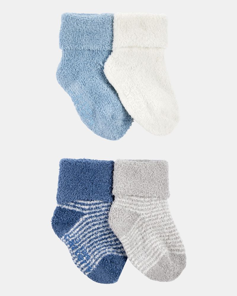 Baby Boy 4-Pack Chenille Foldover Cuff Booties, image 1 of 2 slides