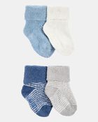 Baby Boy 4-Pack Chenille Foldover Cuff Booties, image 1 of 2 slides