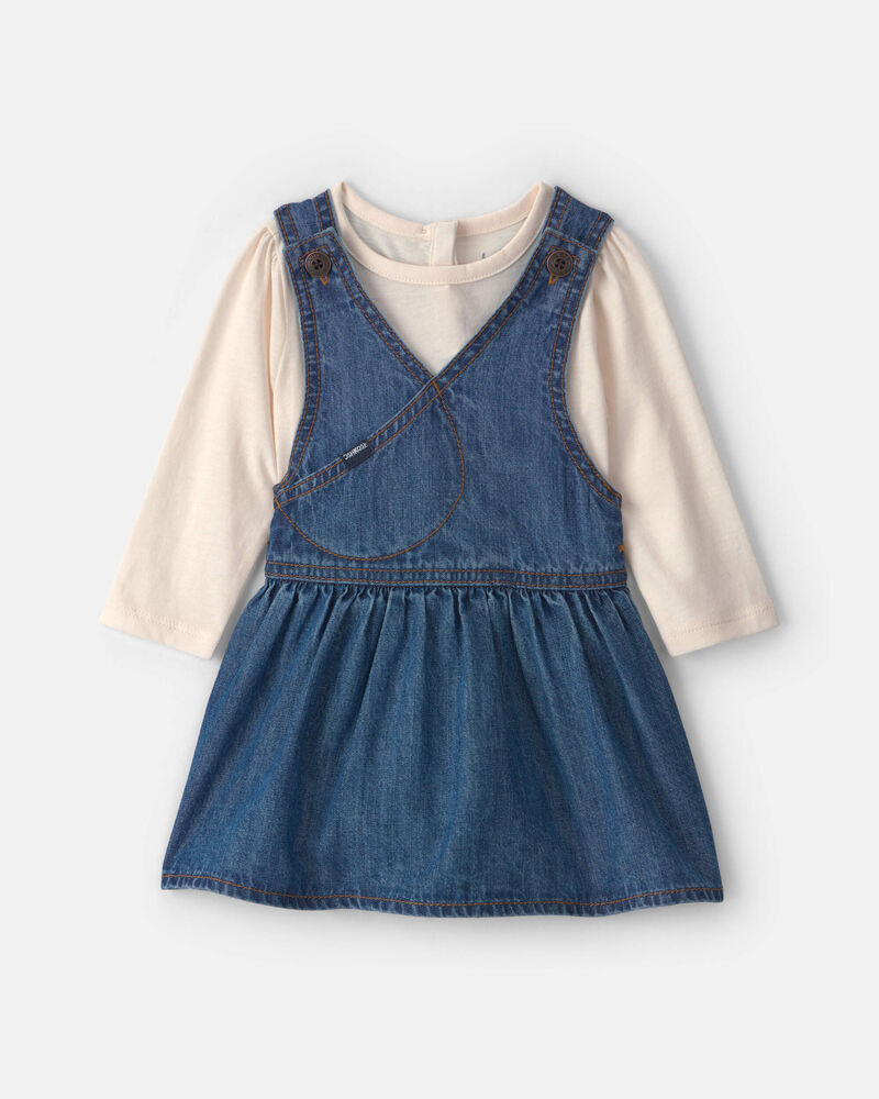 Baby Girl 2-Piece Denim Skirtall Set - Light Wash, image 1 of 7 slides