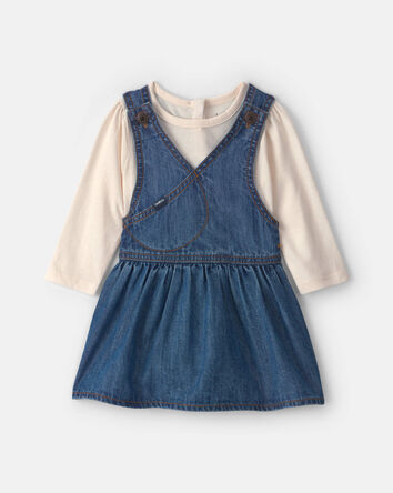 Baby Girl 2-Piece Denim Skirtall Set - Light Wash, 