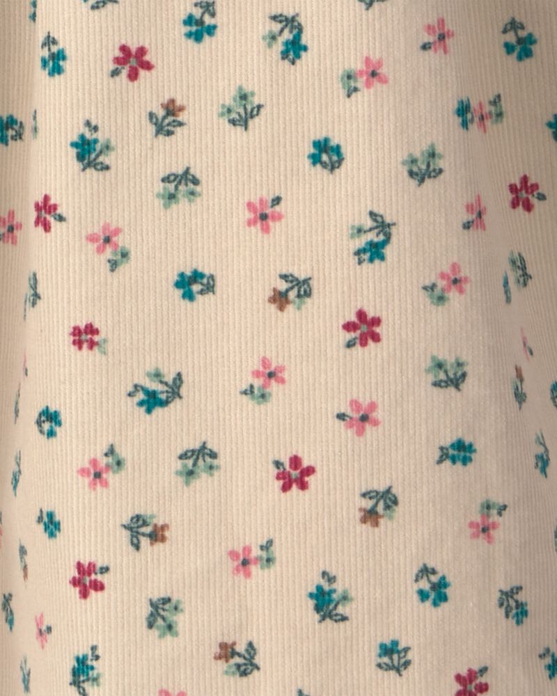 Toute-petit fille - Robe &agrave; manches longues et grand col en velours c&ocirc;tel&eacute; &agrave; motif floral - Cr&egrave;me, image 7 sur 7 diapositives