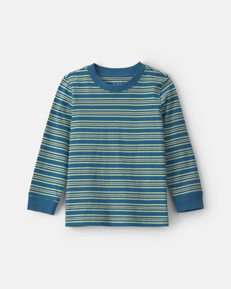 Toddler Boy Long-Sleeve Striped T-Shirt - Green/Blue, image 1 of 3 slides
