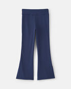 Girls Pull-On Stretch Active Flare Leggings - Navy Blue/Pink, image 2 of 5 slides