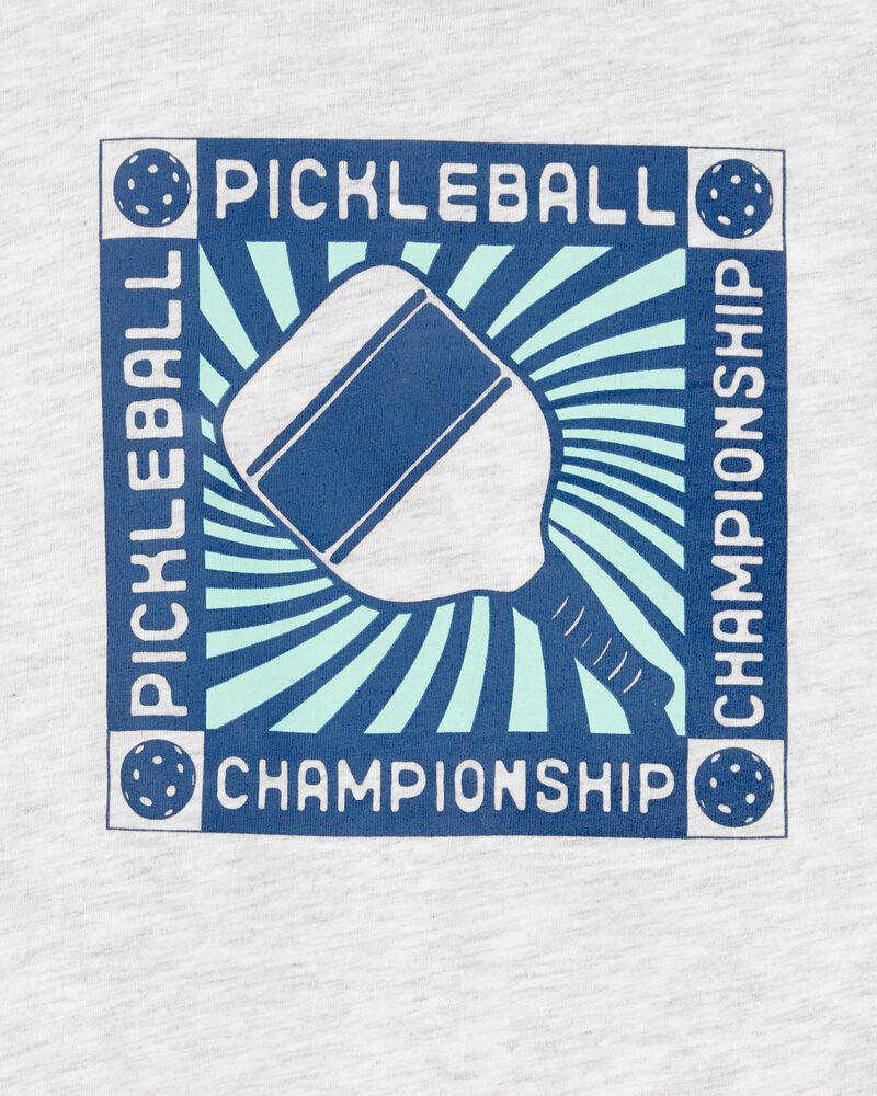 Kid PickleBall Print Short-Sleeve Graphic Tee - Grey, image 2 of 3 slides