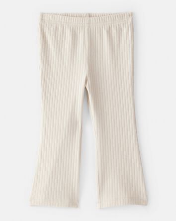 Baby Girl Rib Pull-On Stretch Flare Leggings - Cream, 