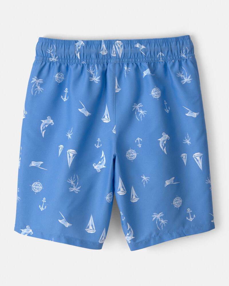 Boys Sailboat Swim Trunks - Blue, image 2 of 4 slides