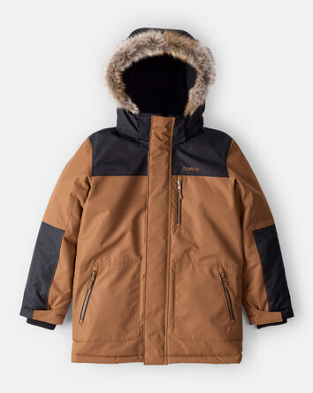 Garçons - Manteau d'hiver à capuchon pour garçon - Brun, 