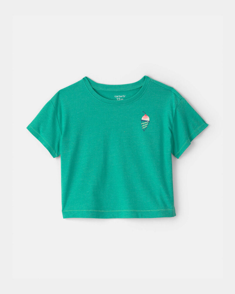 B&eacute;b&eacute; fille - T-shirt &agrave; imprim&eacute; cr&egrave;me glac&eacute;e - Vert, image 1 sur 4 diapositives