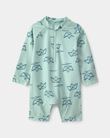 Baby Boy Fish Long-Sleeve Rashguard - Turquoise, 