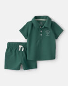 Baby Boy 2-Piece Top & Short Set - Green, image 1 of 4 slides