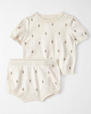 Baby 2-Piece Organic Cotton Floral-Print Sweater Set, 