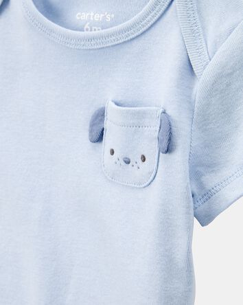 Baby Boy 5-Pack Dog Short-Sleeve Cotton Bodysuits, 