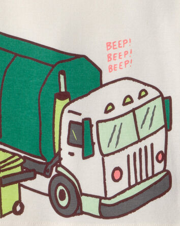 B&eacute;b&eacute; gar&ccedil;on - Ensemble 4 pi&egrave;ces de pyjamas ajust&eacute;s &agrave; manches courtes en 100 % coton, camion &agrave; ordures - Gris, 