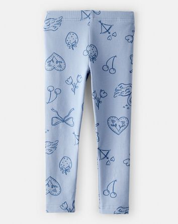 Toddler Girl Bow Icon Pull-On Stretch Leggings - Blue, 