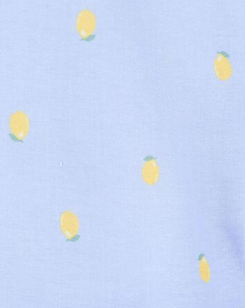 Kid Lemon Print Loose Fit Ribbed 2-Piece Pyjamas, 