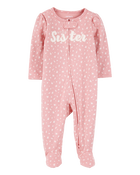 Baby Girl Little Sister 2-Way Zip Cotton Sleeper pyjamas, image 1 of 3 slides