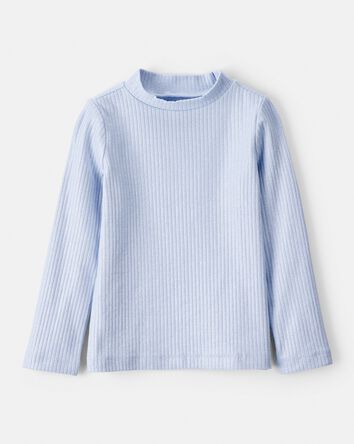 Toddler Girl Shimmer Rib Mock Neck Top - Blue, 