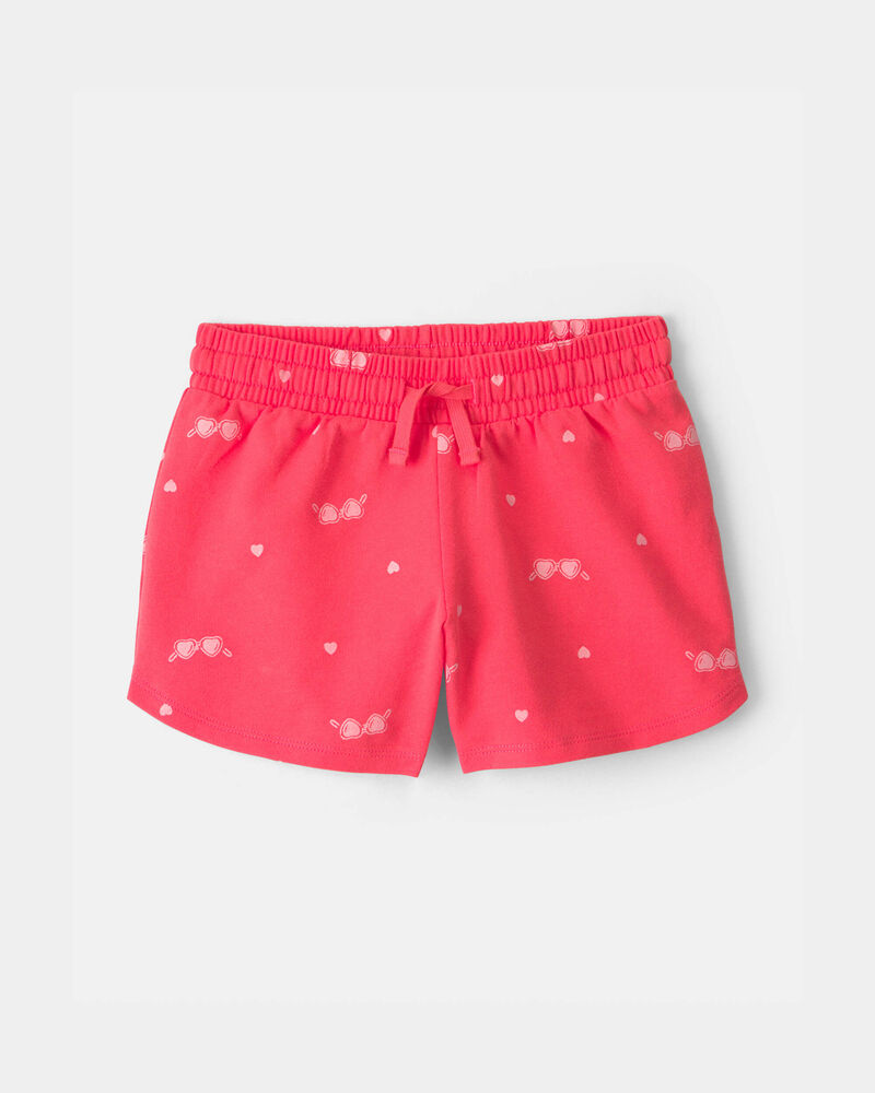 Girls Sunglasses French Terry Shorts - Coral, image 1 of 4 slides