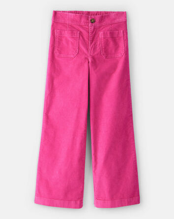 Girls Corduroy Wide-Leg Pants - Pink, 