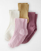 Toddler Toddler Girl 4-Pack No-Slip Socks Made with Organic Cotton, image 1 of 3 slides