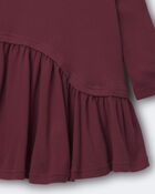Toddler Girl Ribbed Long-Sleeve Asymmetrical Dress - Burgundy, image 2 of 2 slides