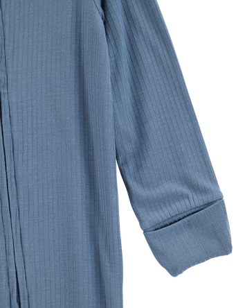 Bébé garçon - Grenouillère PurelySoft à fermeture à glissière à 2 sens à poignets et pieds rabattables de couleur unie - Bleu marine, 