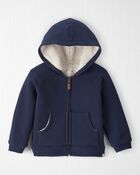 Toddler Boy Waffle Knit Hooded Jacket Made with Organic Cotton, image 1 of 4 slides