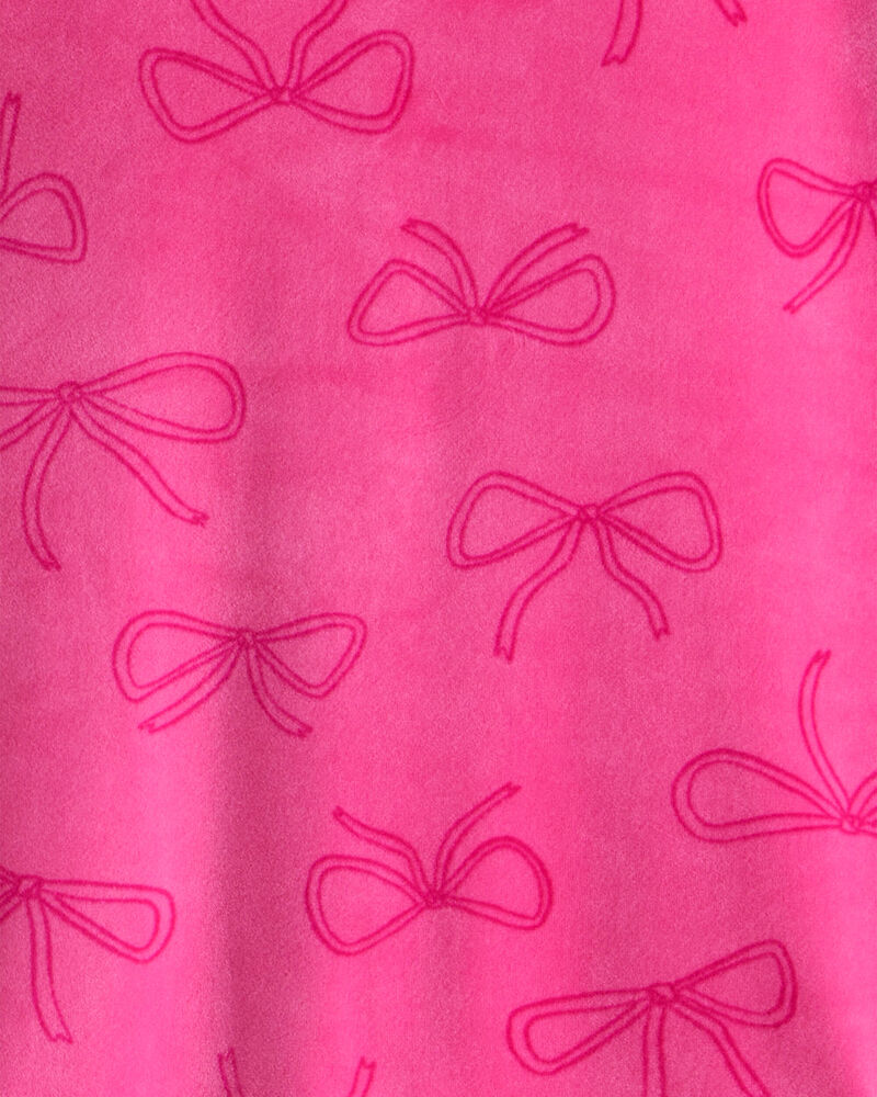 Girls Bow Print DreamPlush Long-Sleeve Snug Fit 2-Piece Pyjamas - Pink, image 2 of 3 slides
