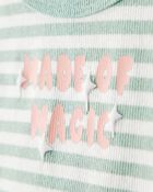 Baby Girl Made of Magic' Striped Long-Sleeve Top - Green, image 2 of 4 slides
