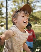 Toddler Striped Short-Sleeve Pocket Tee - Orange, image 3 of 4 slides