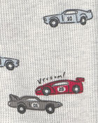 Baby Boy Race Car Thermal Waffle Knit 1-Piece Pyjama - Cream, image 4 of 5 slides