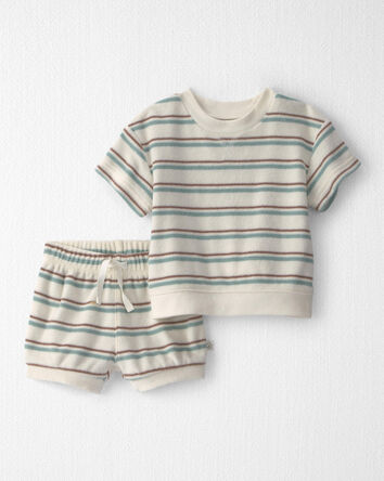 Baby 2-Piece Terry  Top & Short Set Made with Organic Cotton in Stripes, 