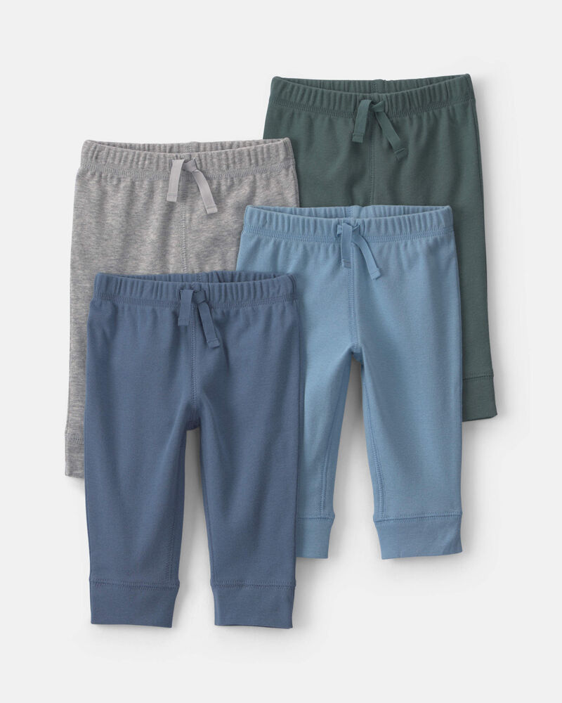 Baby Boy 4-Pack Pull-On Pants - Blue/Green, image 1 of 3 slides
