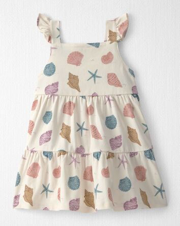 Baby Girl Organic Cotton Tiered Dress in Seashells, 