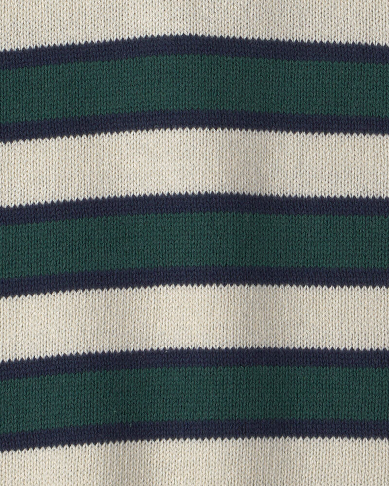 Boys Organic Cotton Sweater Knit Polo in Stripes, image 3 of 3 slides