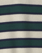 Boys Organic Cotton Sweater Knit Polo in Stripes, image 3 of 3 slides