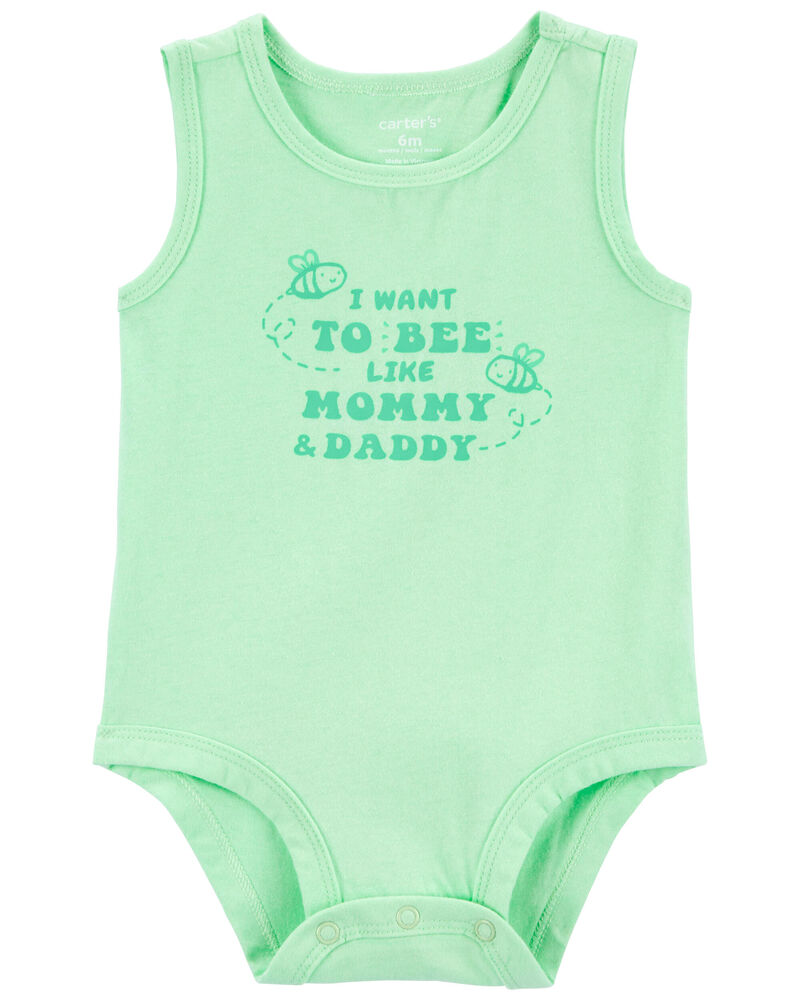 Baby Bee Like Mommy And Daddy Sleeveless Bodysuit, image 1 of 3 slides