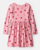 Girls Heart Long-Sleeve Dress - Pink, image 2 of 4 slides