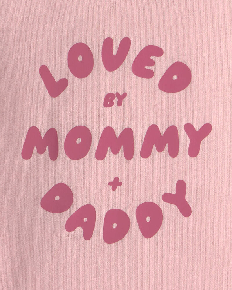 Baby Girl 'Loved By Mommy & Daddy' Long-Sleeve Graphic Bodysuit - Pink, image 2 of 3 slides