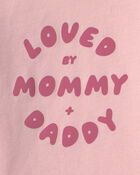 Baby Girl 'Loved By Mommy & Daddy' Long-Sleeve Graphic Bodysuit - Pink, image 2 of 3 slides