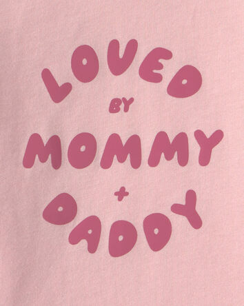 Baby Girl 'Loved By Mommy & Daddy' Long-Sleeve Graphic Bodysuit - Pink, 