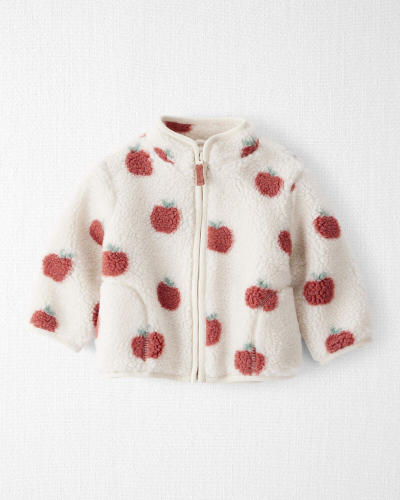 Baby Recycled Sherpa Jacket in Apple Print, image 1 of 3 slides